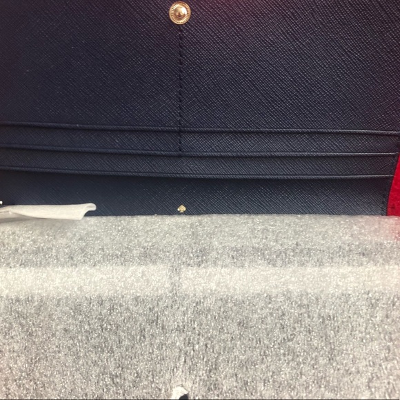 Kate Spade New York Navy blue ivory bow leather wallet Wristlet - Picture 4 of 7